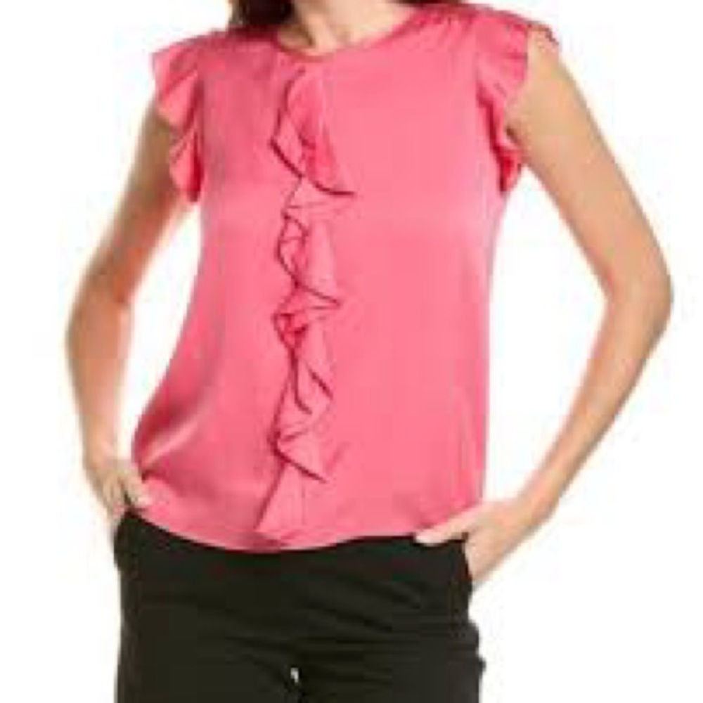 Elie Tahari Ruffle Silk Blend Top